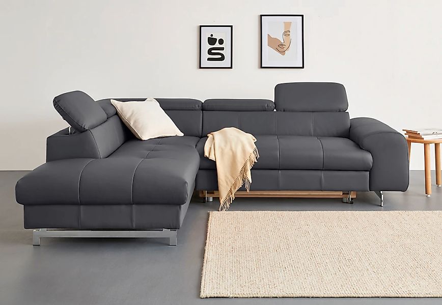 COTTA Ecksofa "Chef L-Form", mit Kopfteilverstellung, edle Metallkufen, wah günstig online kaufen