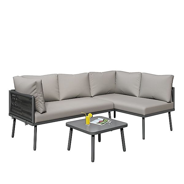 Odikalo Gartenlounge-Set Gartenmöbel-Set Sitzkissen verstellbaren Füßen günstig online kaufen