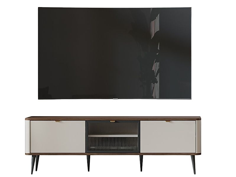 Compleo TV-Schrank mit Glastüren LILIA, Japandi günstig online kaufen