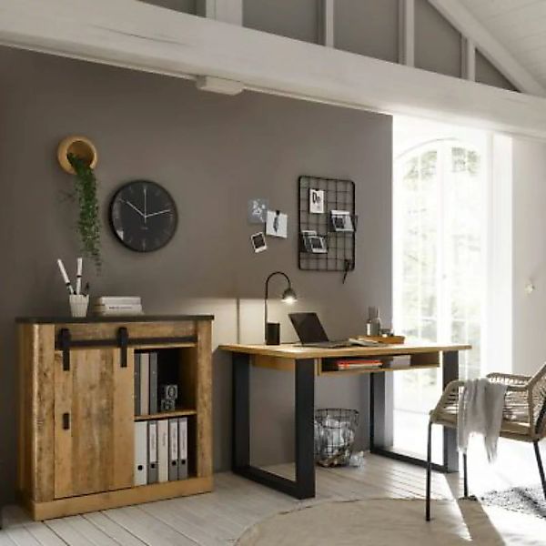 Lomadox Büromöbel Set SHELTON-61 in Old Style hell Nb. mit anthrazit, B/H/T günstig online kaufen