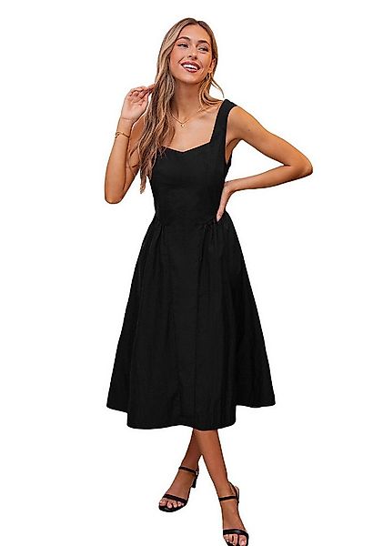 Cupshe Midikleid Ärmelloses Eckiges Dekolleté mit Smokdetails in A-Linie günstig online kaufen