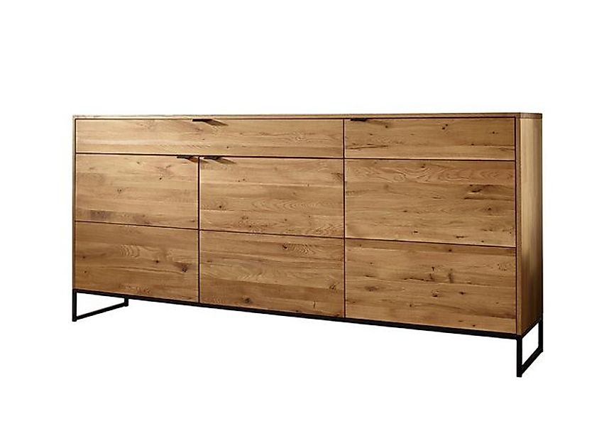 Main Möbel Vitrine Sideboard 180x85cm "Hamburg" Wildeiche & Stahl schwarz günstig online kaufen