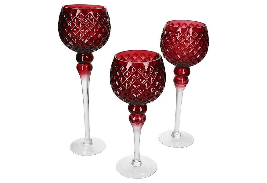 MamboCat Teelichthalter 3tlg Set Windlicht Manou weinrot Kerzenständer mit günstig online kaufen