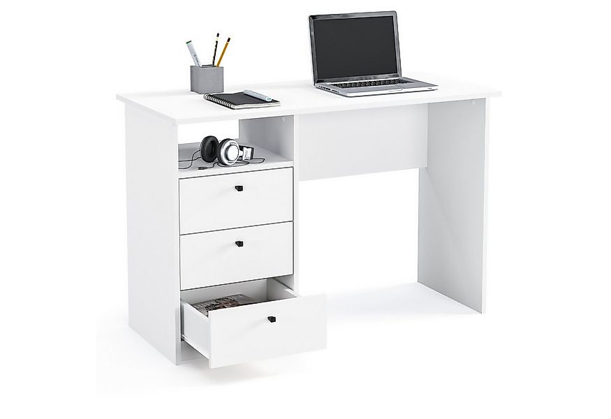 KOMTO Schreibtisch Oslo 110 H Griffe Computertisch Klein Arbeitstisch mit S günstig online kaufen