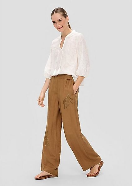 s.Oliver BLACK LABEL Stoffhose Leinenmix-Hose mit Schmuckperlen und Elastik günstig online kaufen