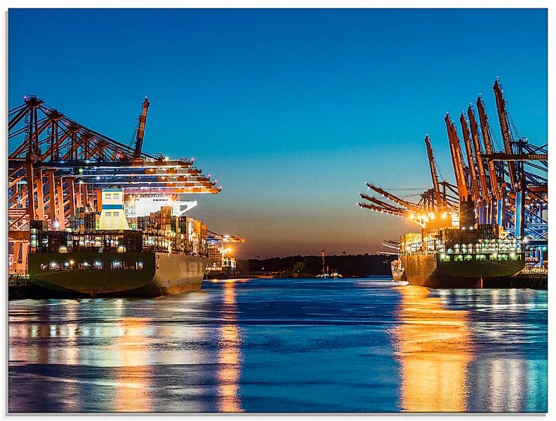 Artland Glasbild "Hamburg Hafen am Abend 2" Deutschland 1 Stk. tlg. in vers günstig online kaufen
