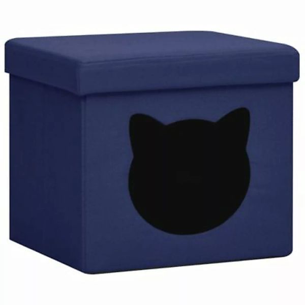 vidaXL Hocker mit Stauraum Katzenmuster Blau Stoff Hocker blau günstig online kaufen