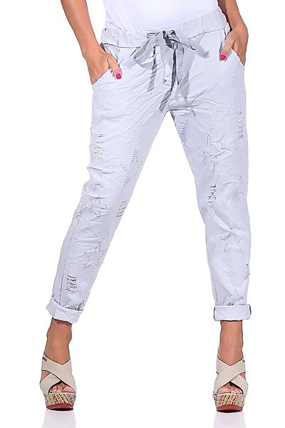Mississhop Chinohose Damen Hose Freizeithose zerrissen günstig online kaufen