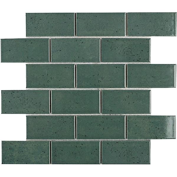 Mosaikmatte Castello Brick Keramik Dunkelgrün 30,3 cm x 30,6 cm günstig online kaufen