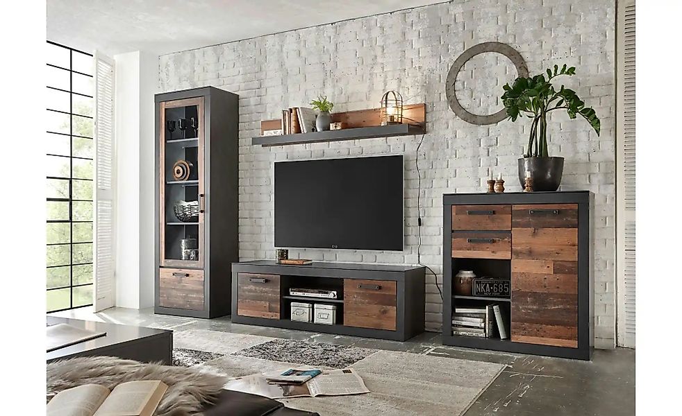 Wohnwand  Bilbao ¦ braun ¦ Maße (cm): B: 330 H: 201 Kommoden & Sideboards > günstig online kaufen
