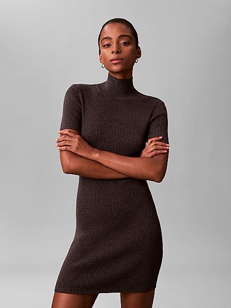 Calvin Klein Jeans Minikleid Ohne Tasche Figurbetonte Passform mit Stehkrag günstig online kaufen