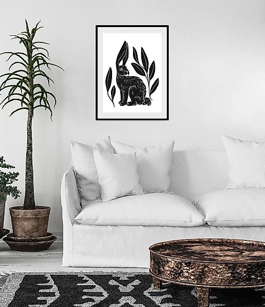 queence Bild »Aino«, Hase-Hasen-Schwarz-Weiß-Kunst-Haustiere, (1 St.), HD P günstig online kaufen