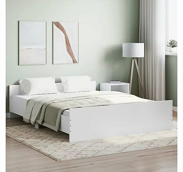 furnicato Bett Bettgestell mit Kopf- und Fußteil Weiß 140x200 cm günstig online kaufen