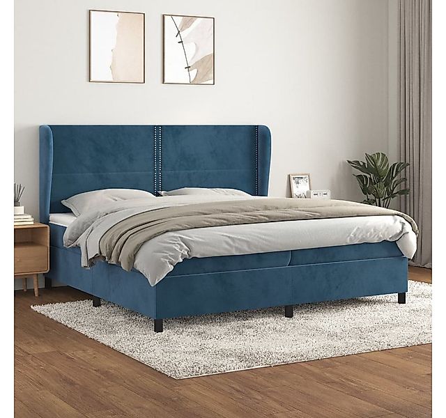 vidaXL Boxspringbett Boxspringbett mit Matratze Dunkelblau 200x200 cm Samt günstig online kaufen