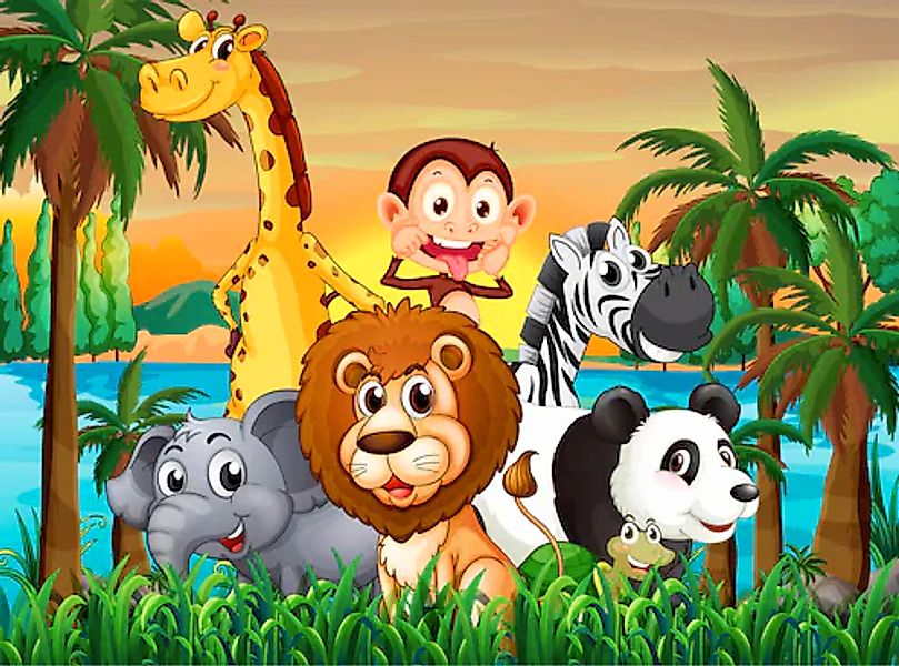 Papermoon Fototapete »Jungle Animals« glatt günstig online kaufen