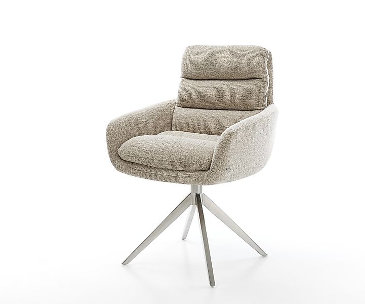 Drehstuhl Abelia-Flex mit Armlehnen Webstoff Soft Beige Kreuzgestell breit günstig online kaufen