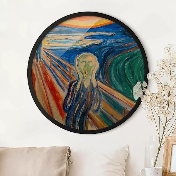 Rundes Gerahmtes Bild Edvard Munch - Der Schrei günstig online kaufen