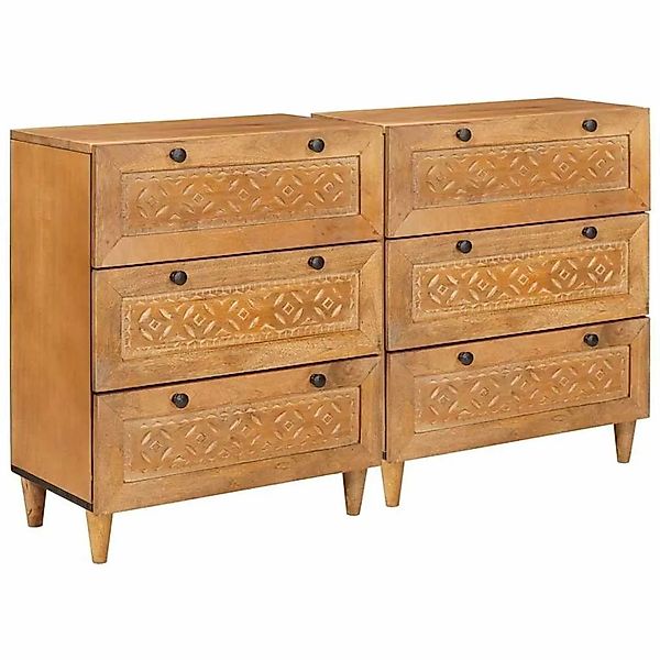 vidaXL Sideboard 2 Stk Braun 60 x 33 x 75 cm Massives Mangoholz 3310064 günstig online kaufen