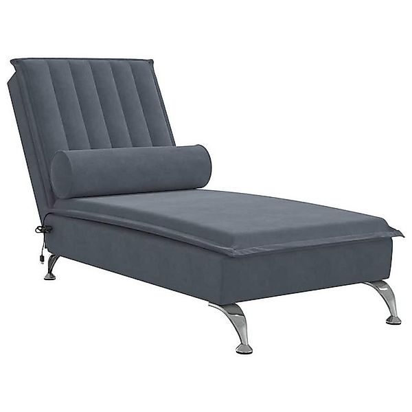 vidaXL Chaiselongue Massage-Chaiselongue mit Nackenrolle Dunkelgrau Samt, 1 günstig online kaufen