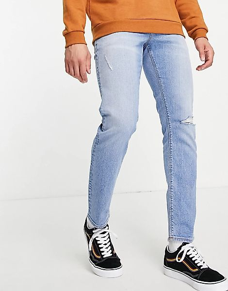 ASOS DESIGN – Schmal geschnittene Stretch-Jeans in heller „Less Thirsty“-Wa günstig online kaufen