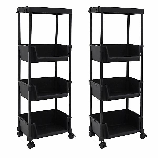 MAKLIK Küchenrollwagen 2er Set mit Körben 35x24x100 cm Schwarz günstig online kaufen