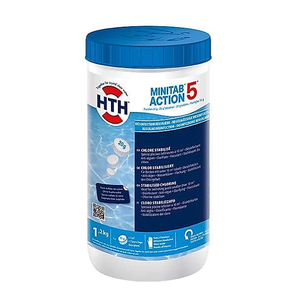HTH 1,2 kg MiniTab Action 5 Chlor Multifunktion 20 g Tabletten Langsam Lösl günstig online kaufen