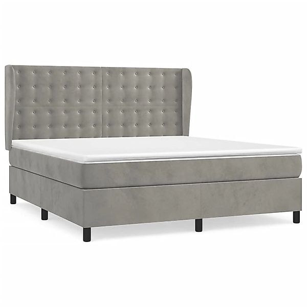vidaXL Boxspringbett mit Matratze Hellgrau 160x200 cm Samt1389183 günstig online kaufen