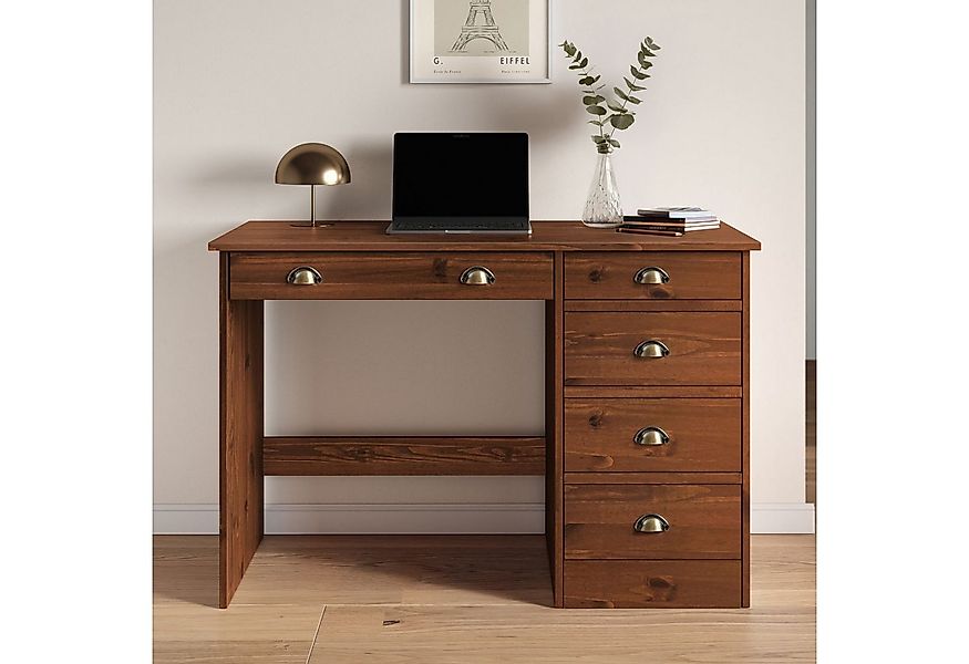IDIMEX Schreibtisch LANA, Bürotisch mit 5 Schubladen Landhausstil Massivhol günstig online kaufen