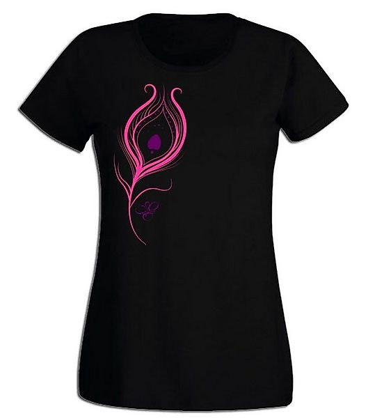 G-graphics T-Shirt Damen T-Shirt - Pfauenfeder Pink-Purple-Collection, Slim günstig online kaufen