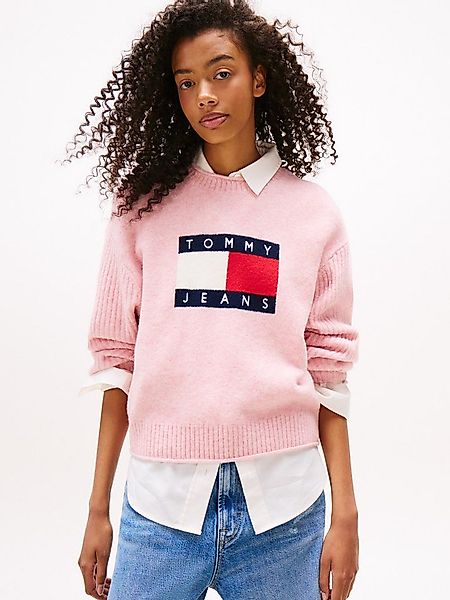 Tommy Jeans Strickpullover TJW MELANGE FLAG SWEATER RIB EXT in gerippter St günstig online kaufen