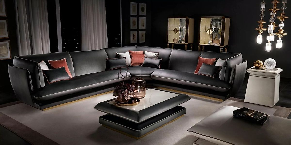 JVmoebel Ecksofa Schwarzes Sofa Luxus L-Form Couch Wohnlandschaft Arredocla günstig online kaufen