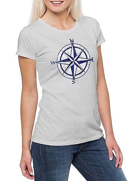 Urban Backwoods Print-Shirt Nautical Compass Vintage Damen T-Shirt Tattoo S günstig online kaufen