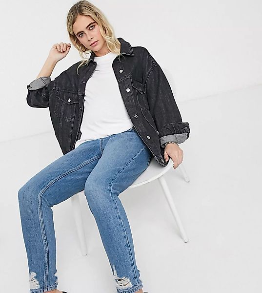 Topshop Maternity – Mom-Jeans in mittlerer Waschung mit Überbauchbund und Z günstig online kaufen