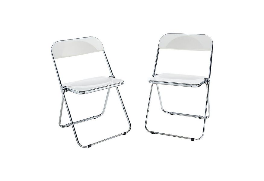 en.casa Klappstuhl (2 St), »Pornainen« Besucherstuhl Stahlgestell Weiß günstig online kaufen