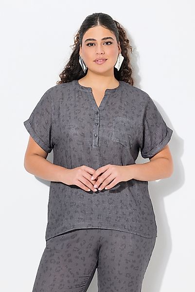 Ulla Popken Druckbluse Musselin-Bluse Oversized Tunika-Ausschnitt günstig online kaufen