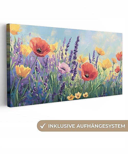 OneMillionCanvasses® Leinwandbild Panorama Wiese - Blumen günstig online kaufen