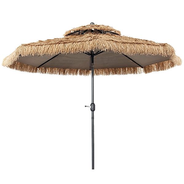 KOMFOTTEU Sonnenschirm 285cm Strohschirm, mit Doppeldach günstig online kaufen
