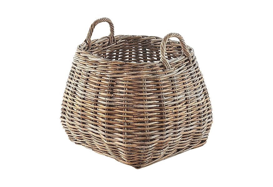 Kobolo Aufbewahrungskorb Korb aus Rattan geflochten kubu grey mit Henkeln günstig online kaufen