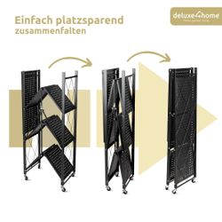 deluxe4home Mehrzweckregal Klappregal rollbar in schwarz günstig online kaufen