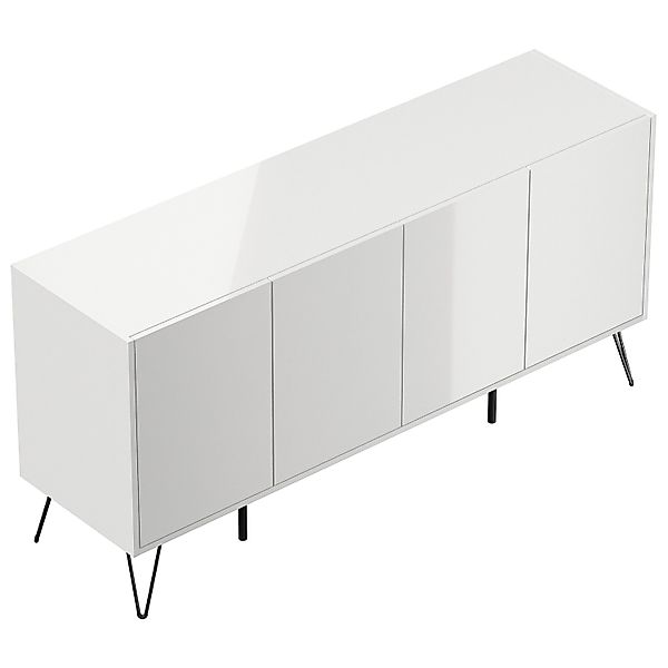 Posseik Sideboard Industrial H Stehend 4 Türen 155 cm Weiß Hochglanz günstig online kaufen