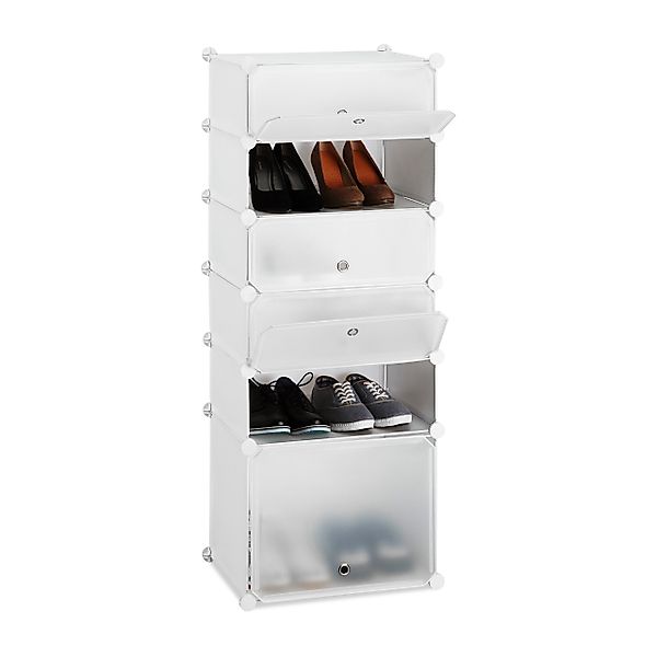 relaxdays Schuhregal Kunststoff 6 Fäch, Weiß günstig online kaufen