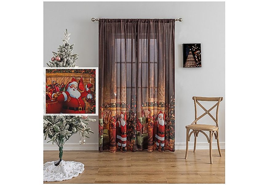 Jibenhome Gardine Weihnachts Voile-Vorhang, Transparenter Kindervorhänge, S günstig online kaufen