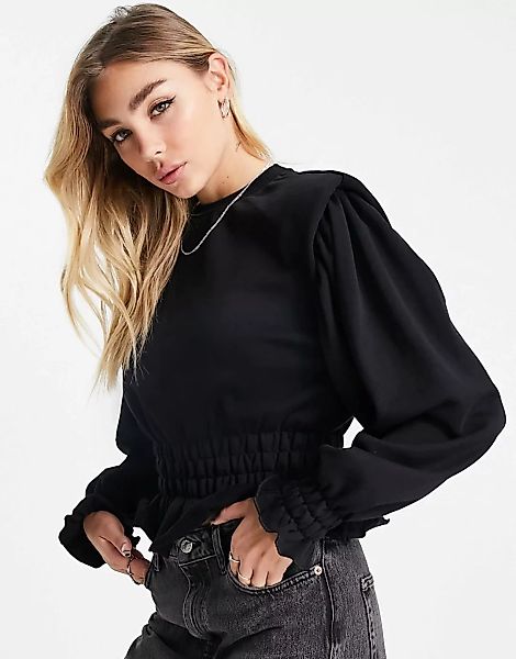 Object – Ellis –– Sweatshirt mit Schulterdetail in Schwarz günstig online kaufen
