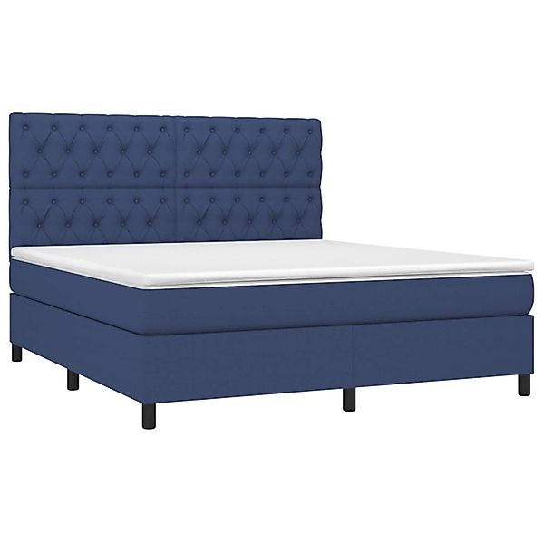 vidaXL Boxspringbett mit Matratze & LED Blau 160x200 cm Stoff 3135131 günstig online kaufen