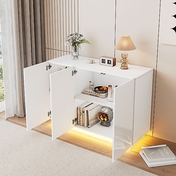 MODFU Sideboard Esszimmerschrank Hochglanz offen und günstig online kaufen