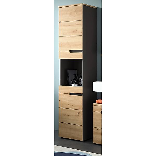 Inn.Furn Badezimmer Hochschrank in Eiche und Grau 38 x 193 cm Cooper günstig online kaufen