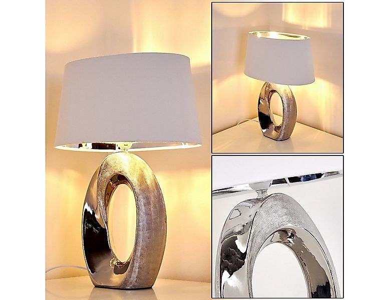 hofstein Tischleuchte Keramik silber Nacht Tisch Lese Lampen Schlaf Wohn Zi günstig online kaufen