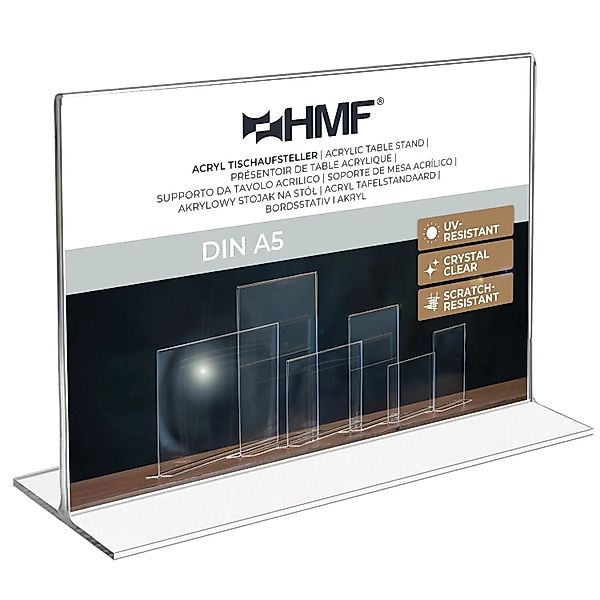 HMF 46924 Acryl Tischaufsteller Gerade DIN A5 Querformat Glasklar günstig online kaufen