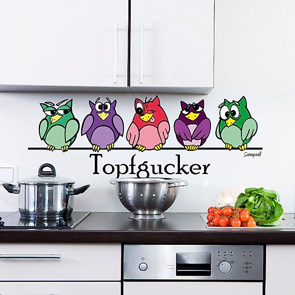 Sunnywall Wandtattoo Topfgucker Wandaufkleber Eulen Kochen günstig online kaufen