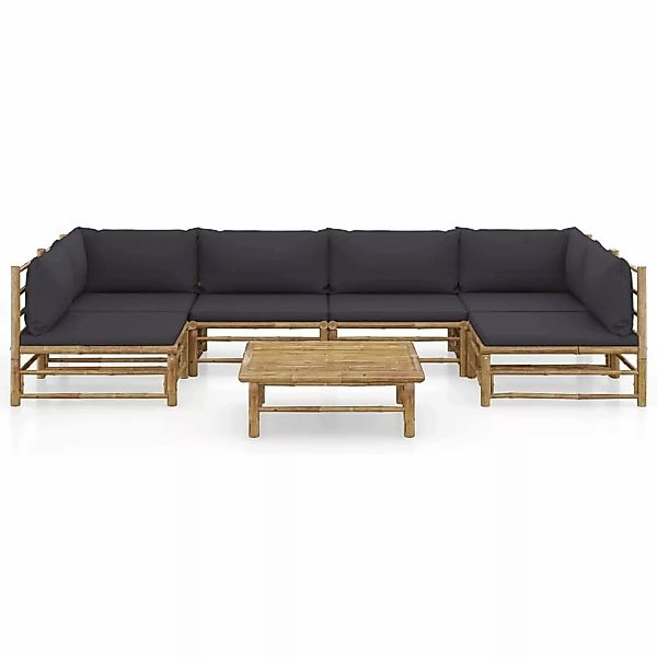 vidaXL 7-tlg Garten-Lounge-Set mit Dunkelgrauen Kissen Bambus Modell 4 günstig online kaufen